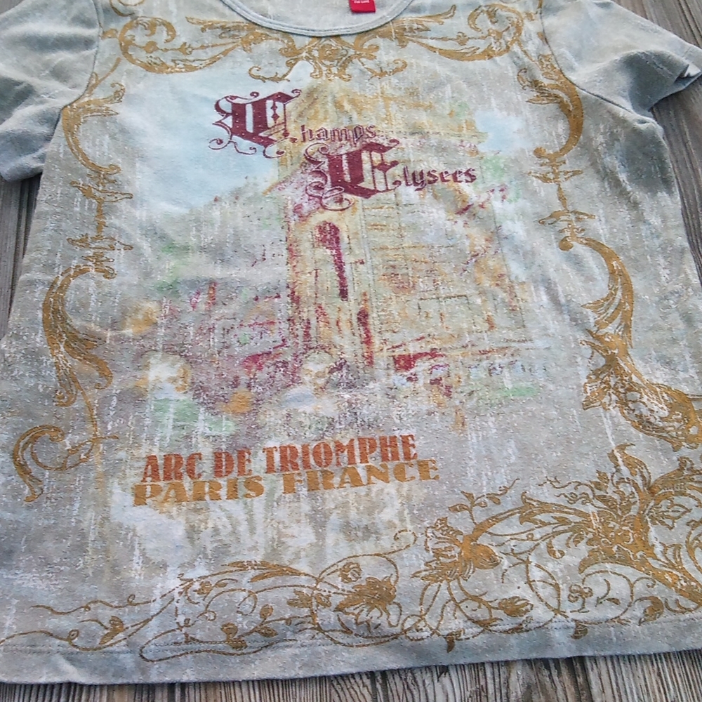 Crew Neck Short Sleeve Eccentric Pattern T-shirt Top - Picture 6 of 11